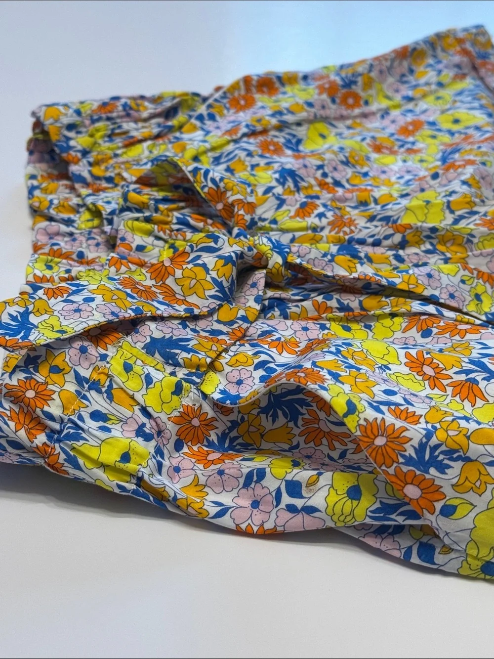 Jacadi Floral Tie-Waist Shorts - Yellow, Orange, Blue